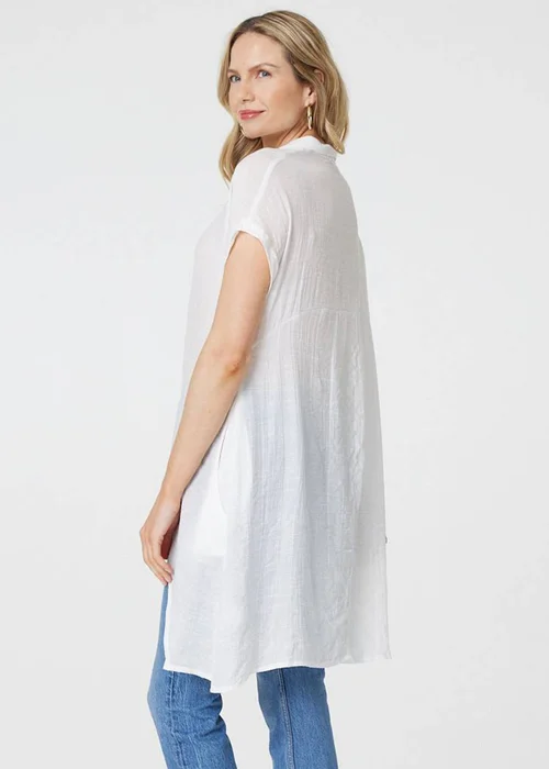 Izabel London White High Low Longline Button-Up Shirt - 8 Image 2