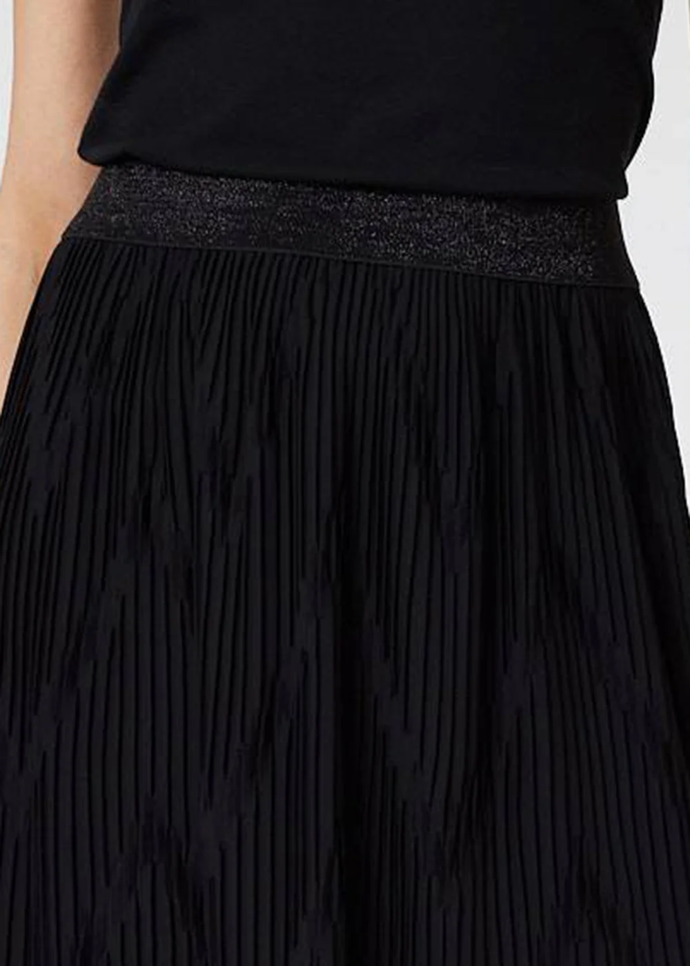 Izabel London Black Pleated High Waist A-Line Midi Skirt - Size 8 Image 3