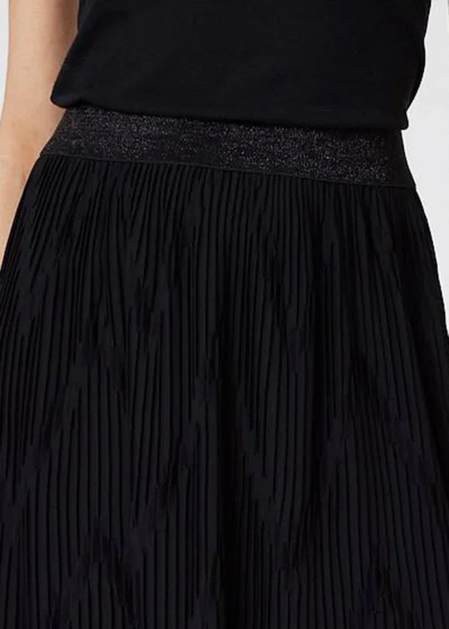 Izabel London Black Pleated High Waist A-Line Midi Skirt - Size 8 Image 3