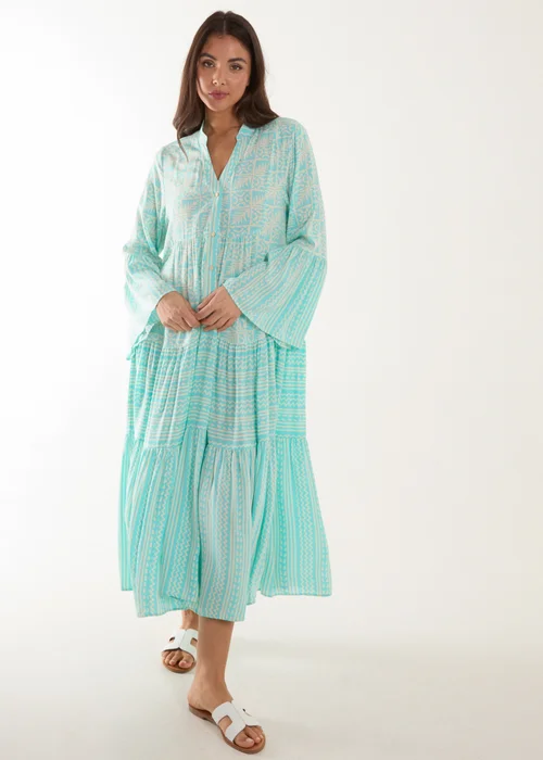 Blue Vanilla Blue Tiered Maxi Long Sleeve Dress - L Image 4