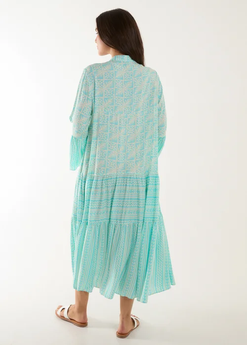 Blue Vanilla Blue Tiered Maxi Long Sleeve Dress - L Image 2