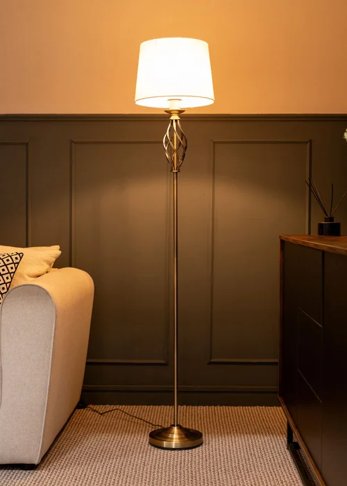 ValueLights Memphis Antique Brass Floor Lamp (151.5cm x 30cm x 30cm) - One Size Image 4