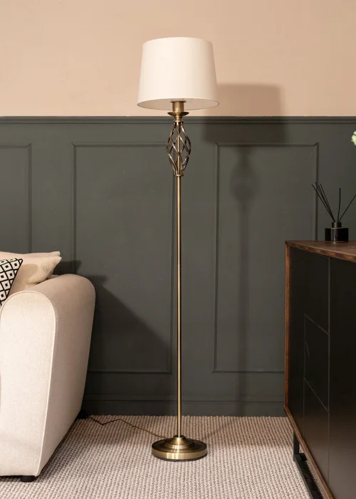 ValueLights Memphis Antique Brass Floor Lamp (151.5cm x 30cm x 30cm) - One Size Image 1