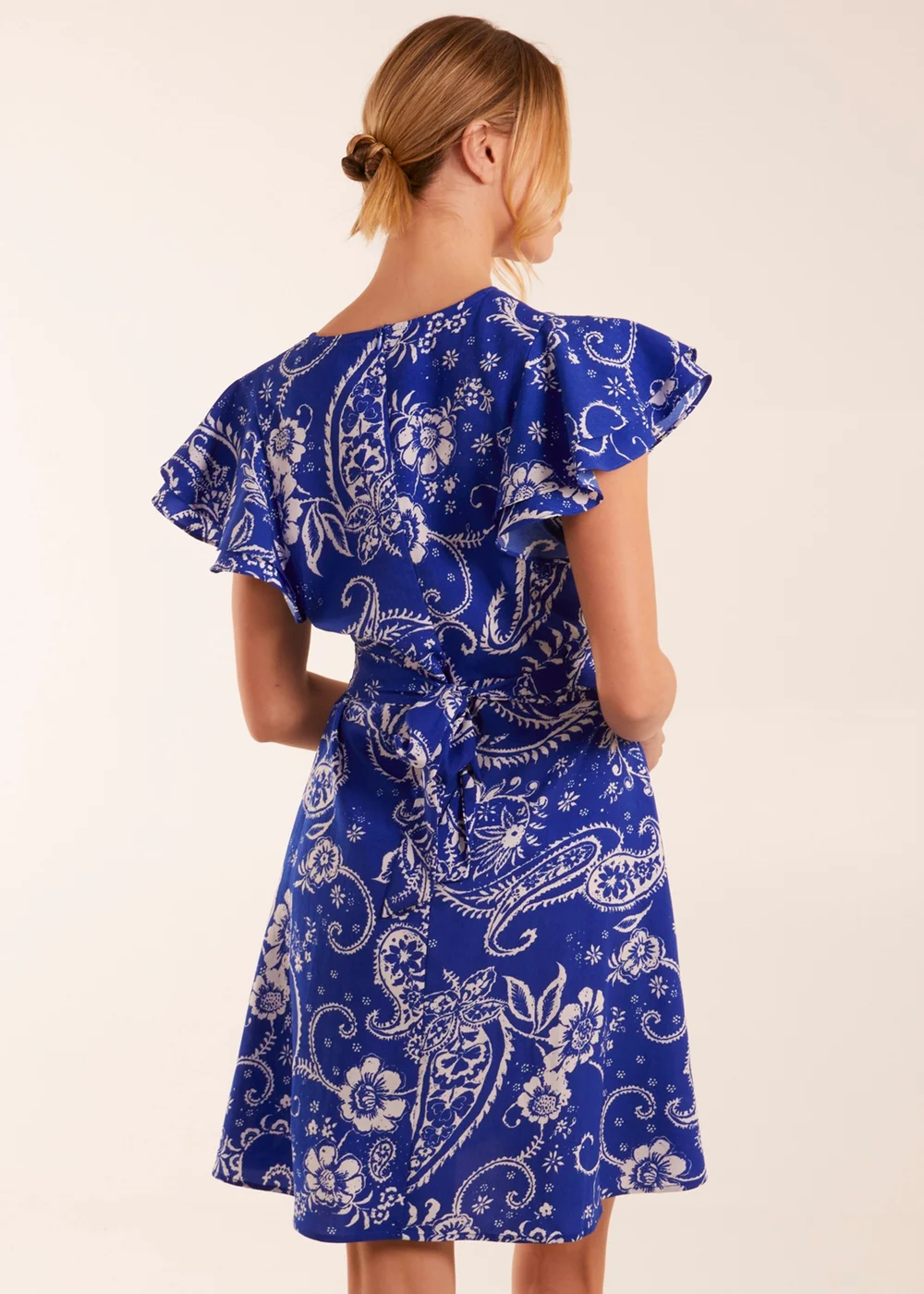 Blue Vanilla Blue Frill Sleeve Wrap Belted Mini Dress - 8 Image 2