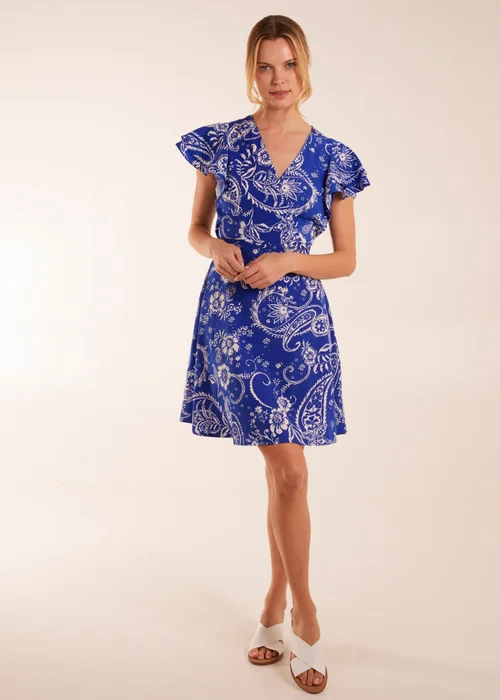 Blue Vanilla Blue Frill Sleeve Wrap Belted Mini Dress - 8 Image 4