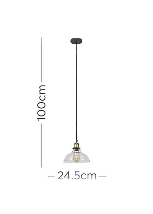 ValueLights Wallace Steampunk Electric Pendant Clear Glass Shade (105.5cm x 24cm x 24cm) - One Size Image 6