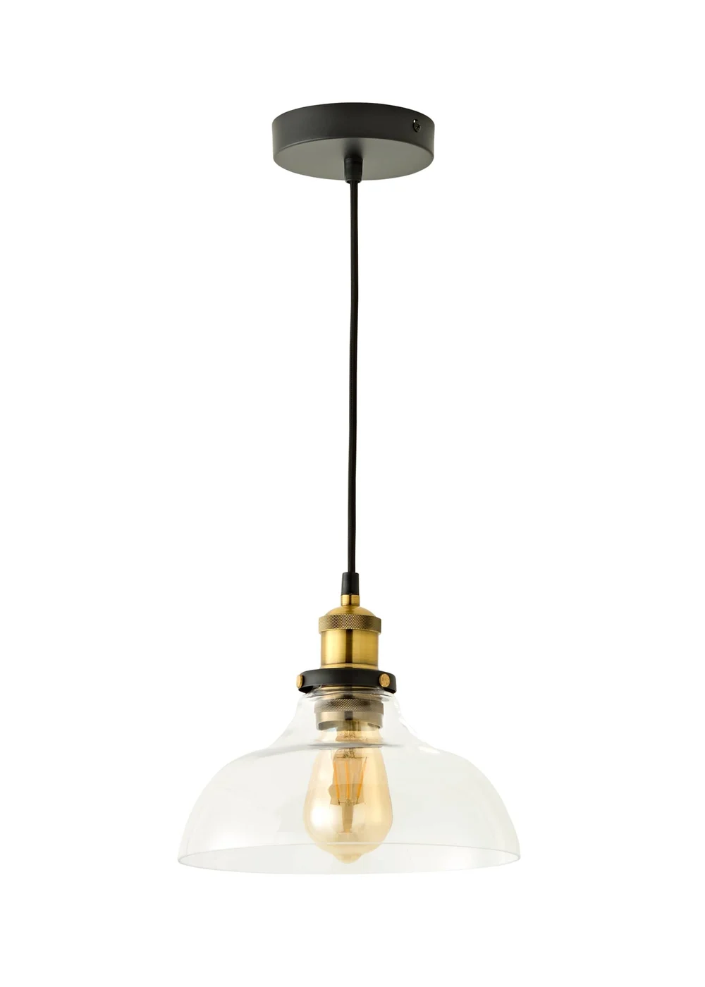 ValueLights Wallace Steampunk Electric Pendant Clear Glass Shade (105.5cm x 24cm x 24cm) - One Size Image 2