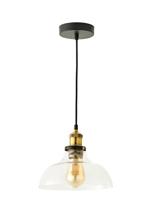 ValueLights Wallace Steampunk Electric Pendant Clear Glass Shade (105.5cm x 24cm x 24cm) - One Size Image 2