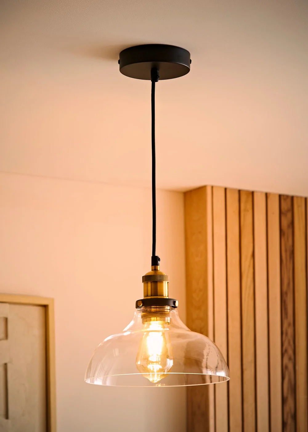 ValueLights Wallace Steampunk Electric Pendant Clear Glass Shade (105.5cm x 24cm x 24cm) - One Size Image 3