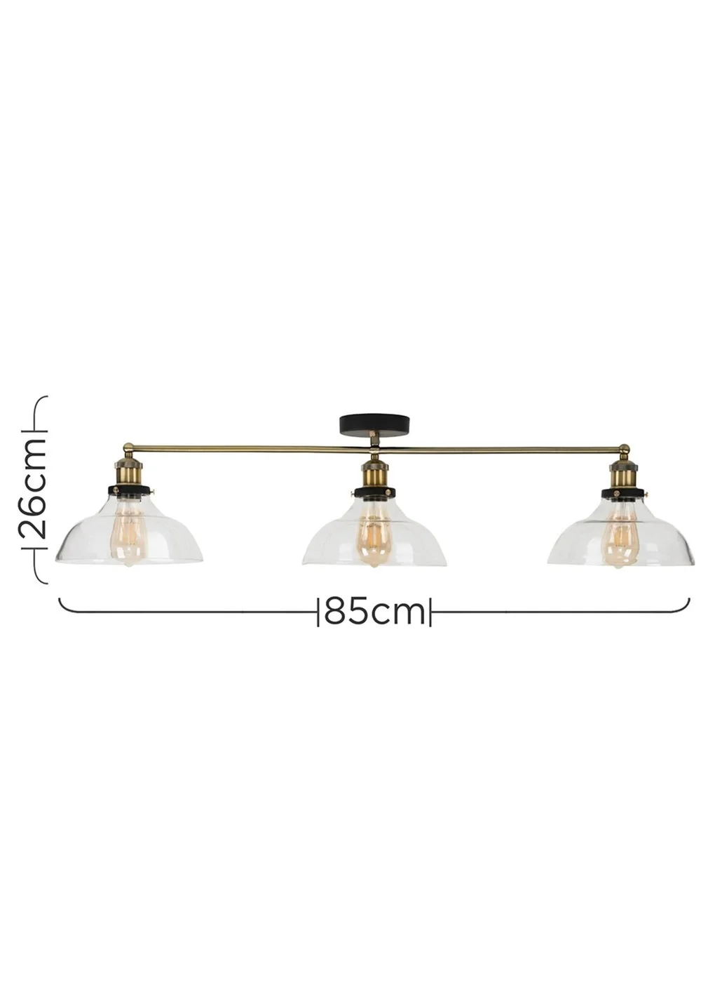 ValueLights Wallace Steampunk 3 Way Bar Ceiling Light Fitting - One Size Image 6