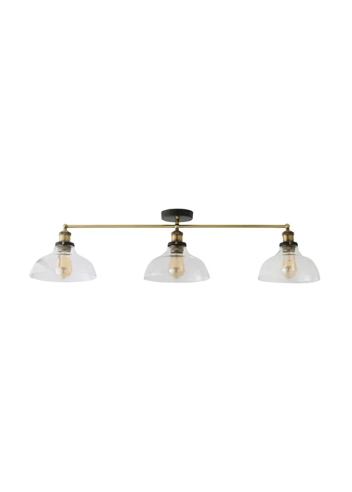 ValueLights Wallace Steampunk 3 Way Bar Ceiling Light Fitting - One Size Image 2