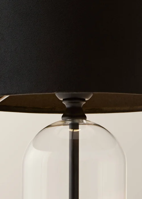 ValueLights Jessy Glass Table Lamp Black Velvet Shade (41cm x 25cm) - One Size Image 5