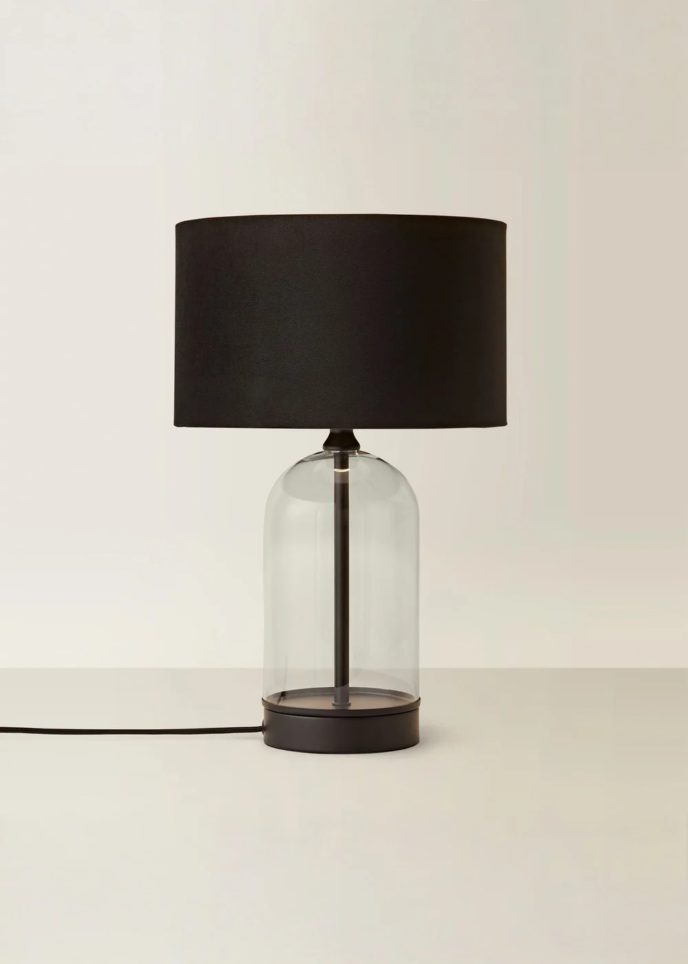 ValueLights Jessy Glass Table Lamp Black Velvet Shade (41cm x 25cm) - One Size Image 3