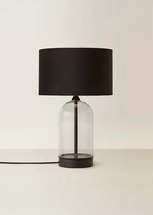 ValueLights Jessy Glass Table Lamp Black Velvet Shade (41cm x 25cm) - One Size Image 3