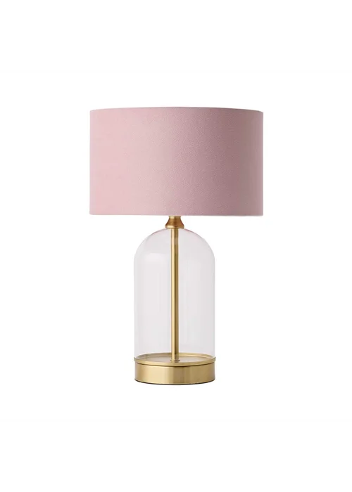 ValueLights Jessy Glass Table Lamp Blush Pink Shade (41cm x 25cm) - One Size Image 4