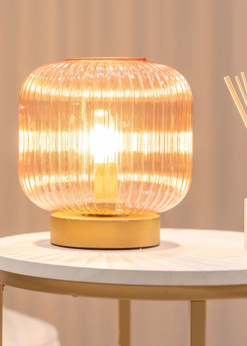 ValueLights Monroe Pink Glass Battery Operated Table Lamp (21.5cm x 20cm x 20cm) - One Size Image 3