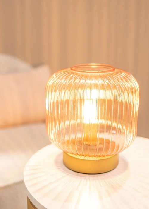 ValueLights Monroe Pink Glass Battery Operated Table Lamp (21.5cm x 20cm x 20cm) - One Size Image 5