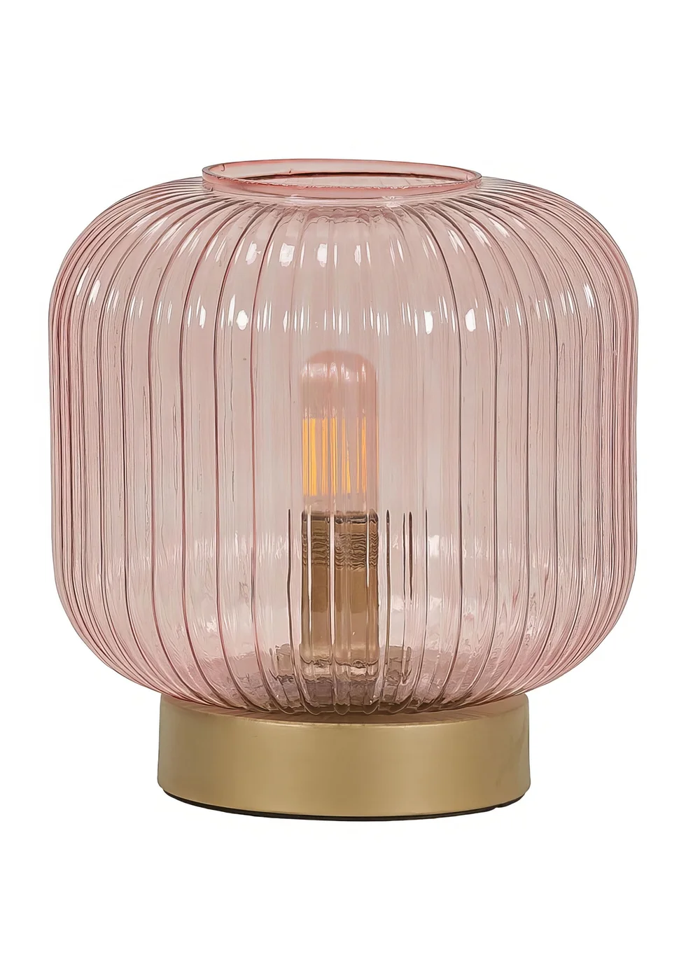 ValueLights Monroe Pink Glass Battery Operated Table Lamp (21.5cm x 20cm x 20cm) - One Size Image 2