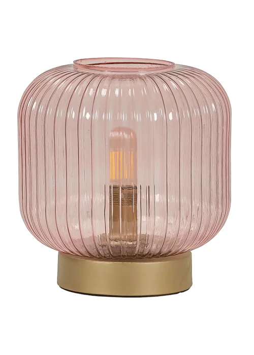 ValueLights Monroe Pink Glass Battery Operated Table Lamp (21.5cm x 20cm x 20cm) - One Size Image 2