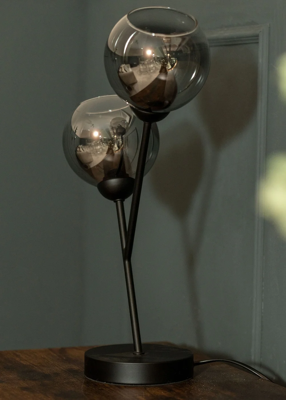 ValueLights Aria 2 Way Smoked Glass Table Lamp (43cm x 28cm x 13cm) - One Size Image 5