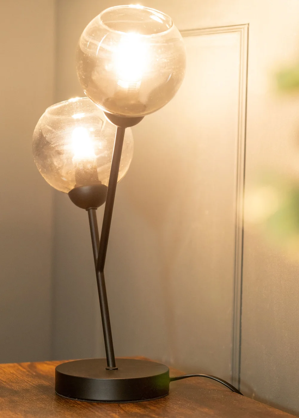 ValueLights Aria 2 Way Smoked Glass Table Lamp (43cm x 28cm x 13cm) - One Size Image 4