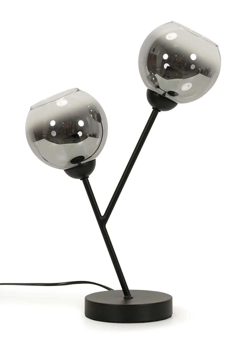ValueLights Aria 2 Way Smoked Glass Table Lamp (43cm x 28cm x 13cm) - One Size Image 2
