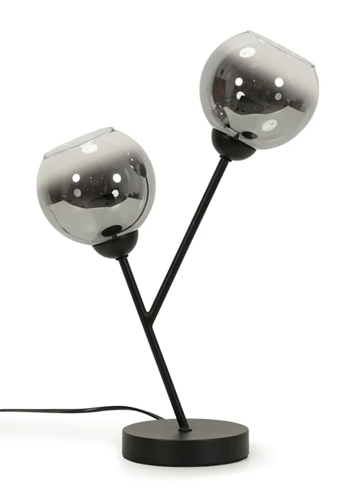 ValueLights Aria 2 Way Smoked Glass Table Lamp (43cm x 28cm x 13cm) - One Size Image 2