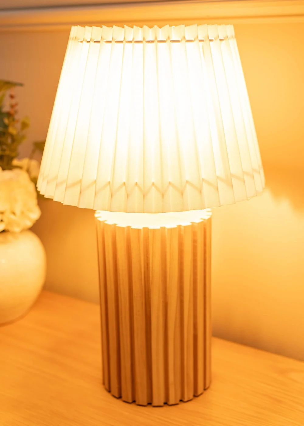 ValueLights Natural Brooke Wooden Table Lamp (43cm x 28cm x 28cm) - One Size Image 3