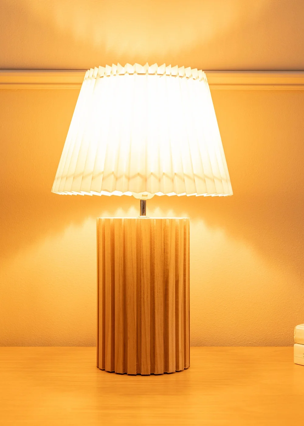 ValueLights Natural Brooke Wooden Table Lamp (43cm x 28cm x 28cm) - One Size Image 5