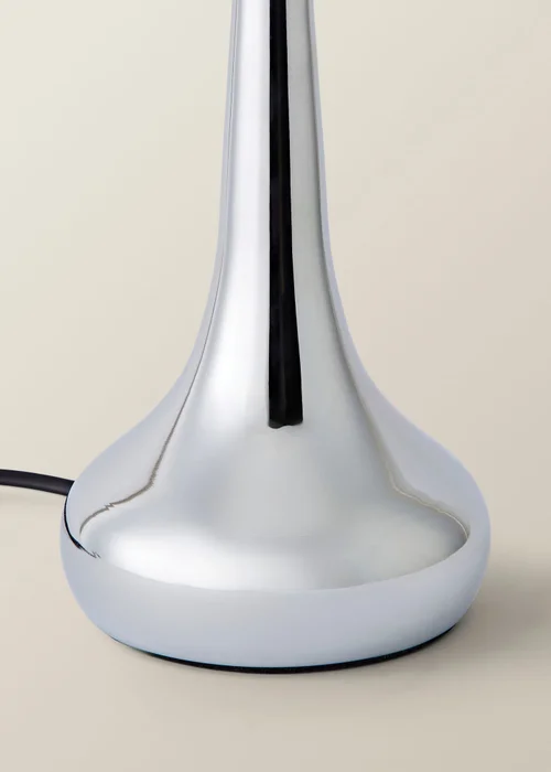 ValueLights Pair Of Chrome Teardrop Table Lamps Black Shades (33cm x 16cm x 16cm) - One Size Image 5