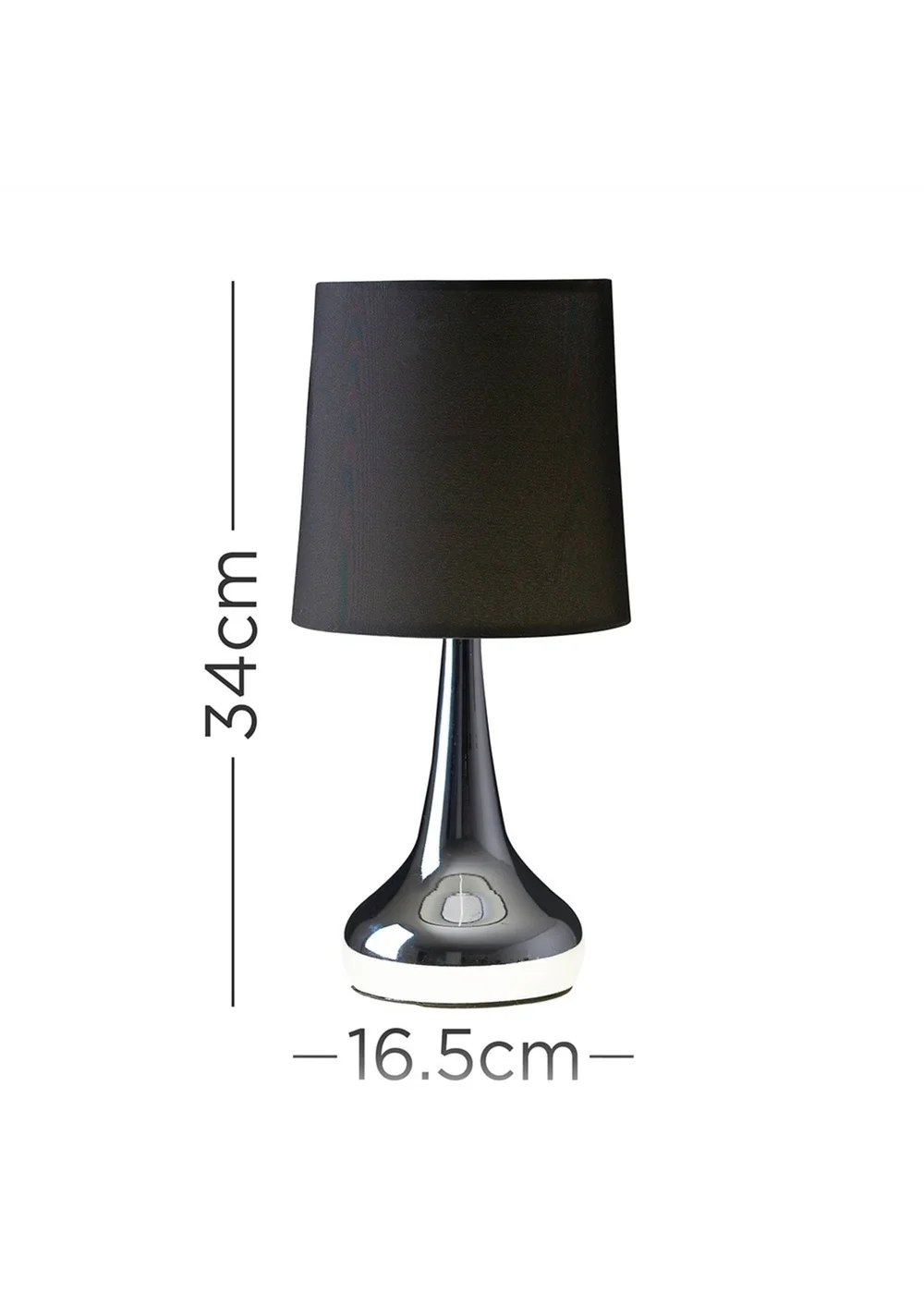 ValueLights Pair Of Chrome Teardrop Table Lamps Black Shades (33cm x 16cm x 16cm) - One Size Image 6
