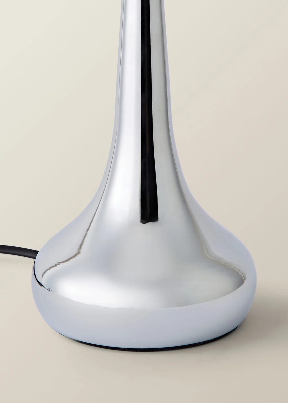 ValueLights Pair Of Chrome Teardrop Table Lamps Grey Shades (34cm x 16cm x 16cm) - One Size Image 5