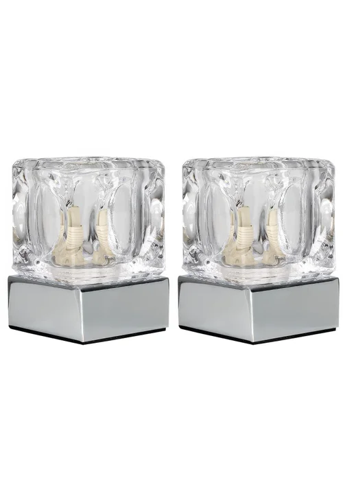 ValueLights Pair Of Ice Cube Touch Table Lamps (20cm x 7cm x 7cm) - One Size Image 2
