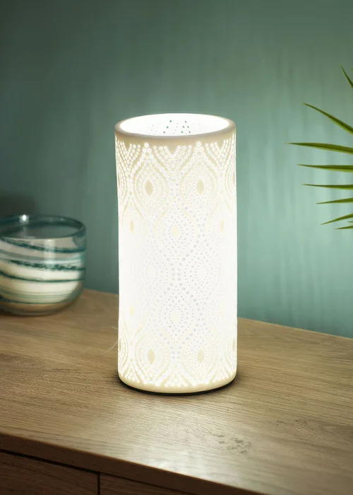 ValueLights Dahlia White Porcelain Table Lamp (24cm x 11cm x 11cm) - One Size Image 3