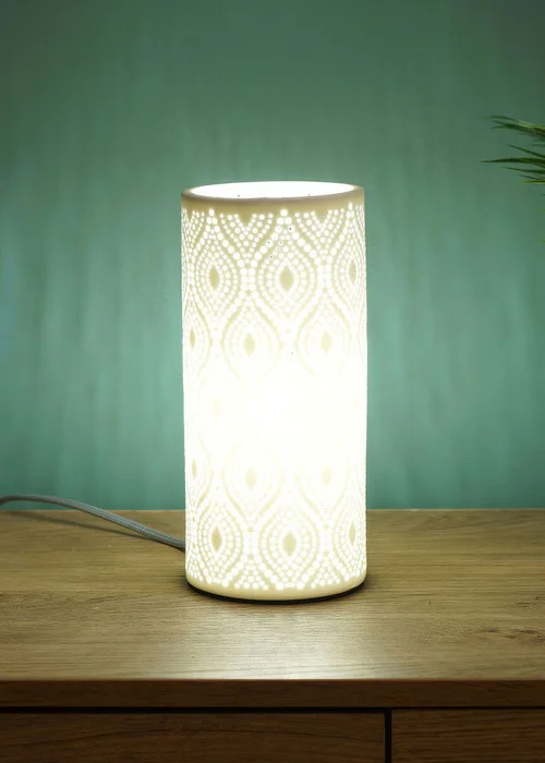 ValueLights Dahlia White Porcelain Table Lamp (24cm x 11cm x 11cm) - One Size Image 4