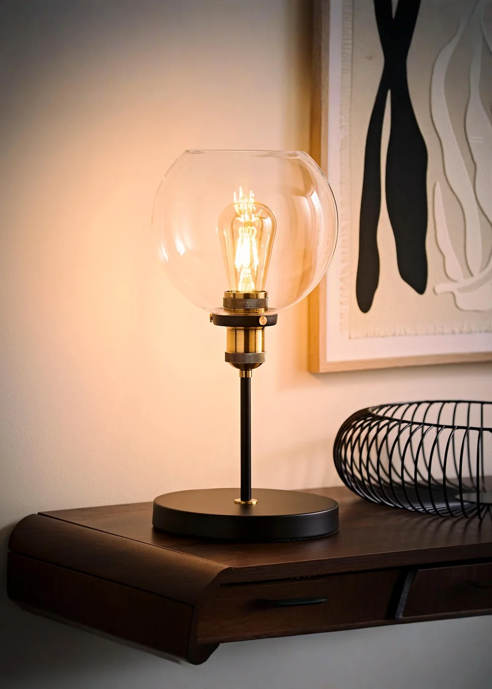 ValueLights Sheridan Steampunk Table Lamp with Glass Shade - One Size Image 1