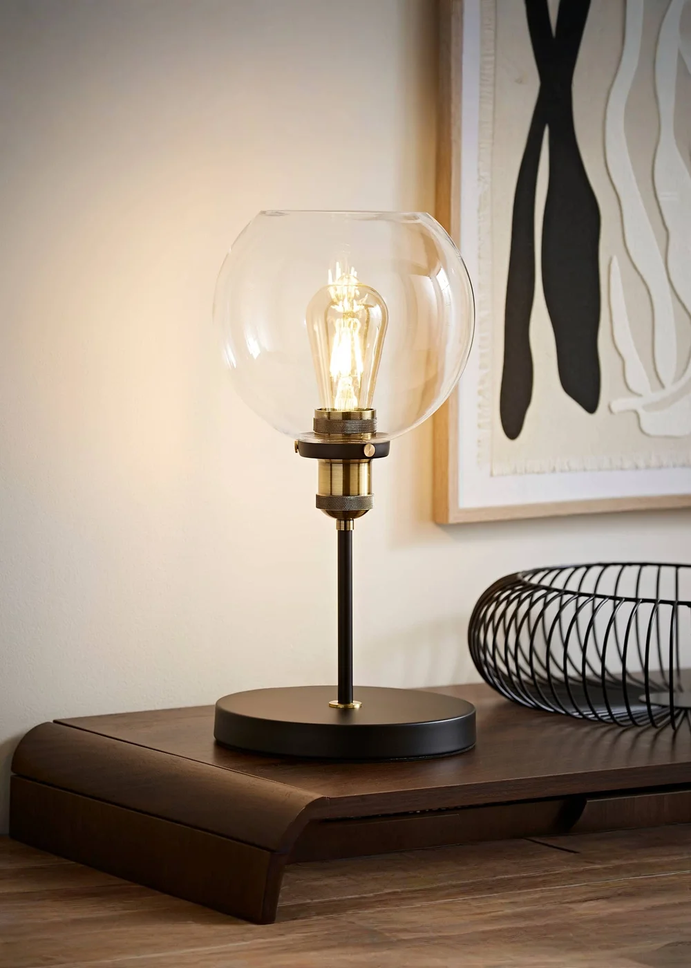 ValueLights Sheridan Steampunk Table Lamp with Glass Shade - One Size Image 2