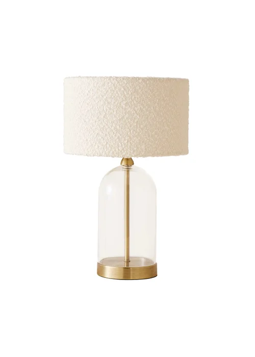 ValueLights Jessy Gold Glass Table Lamp Cream Boucle Shade (41cm x 25cm) - One Size Image 2