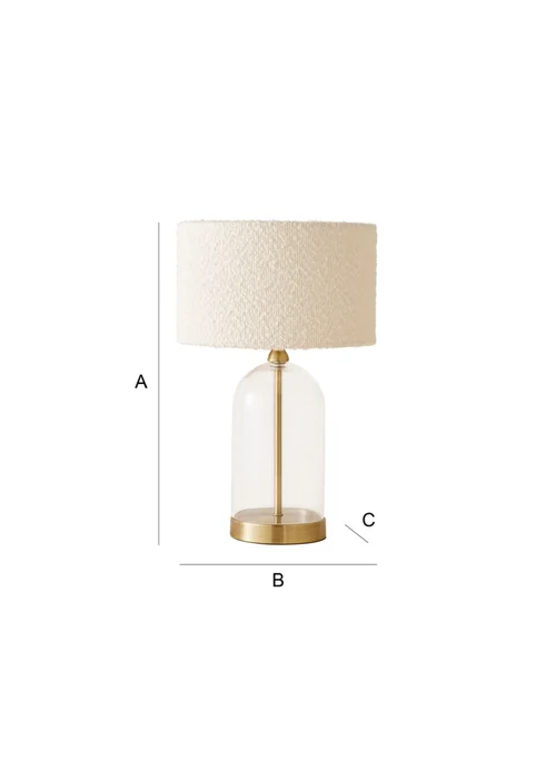 ValueLights Jessy Gold Glass Table Lamp Cream Boucle Shade (41cm x 25cm) - One Size Image 6