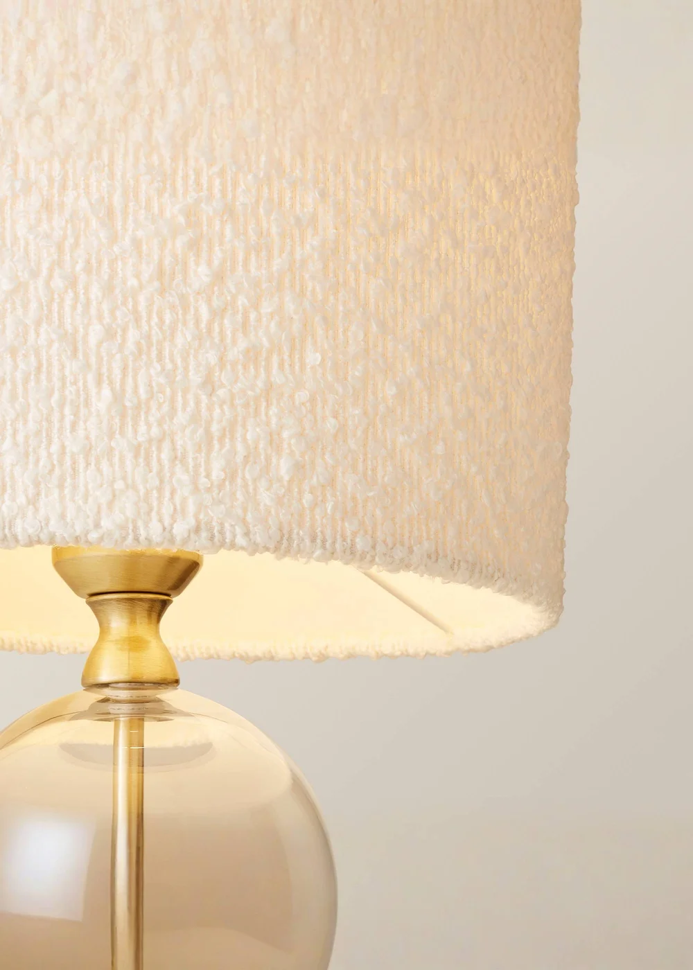ValueLights Jessy Gold Glass Table Lamp Cream Boucle Shade (41cm x 25cm) - One Size Image 4