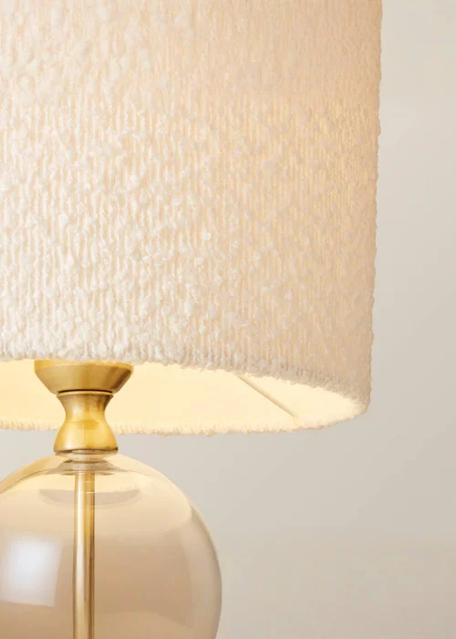 ValueLights Jessy Gold Glass Table Lamp Cream Boucle Shade (41cm x 25cm) - One Size Image 4