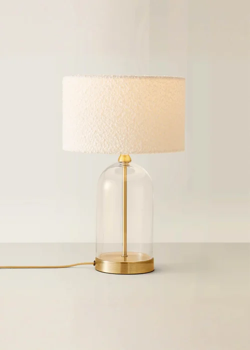 ValueLights Jessy Gold Glass Table Lamp Cream Boucle Shade (41cm x 25cm) - One Size Image 5