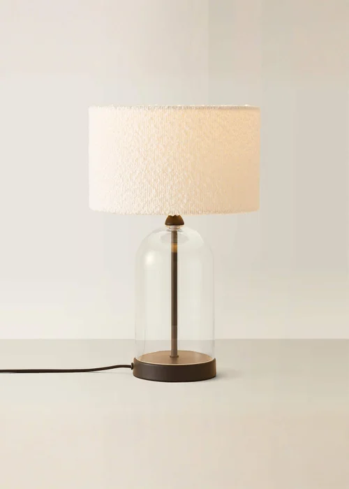 ValueLights Jessy Black Glass Table Lamp Cream Boucle Shade (41cm x 25cm) - One Size Image 5