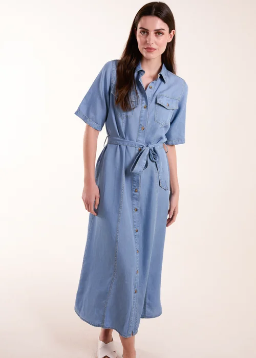 Blue Vanilla Blue Button Front Midi Shirt Dress - 16 Image 1