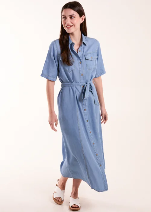 Blue Vanilla Blue Button Front Midi Shirt Dress - 16 Image 4