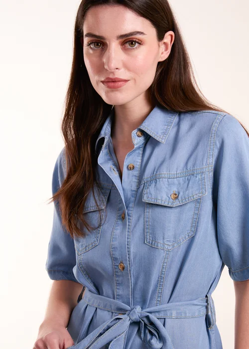 Blue Vanilla Blue Button Front Midi Shirt Dress - 16 Image 3