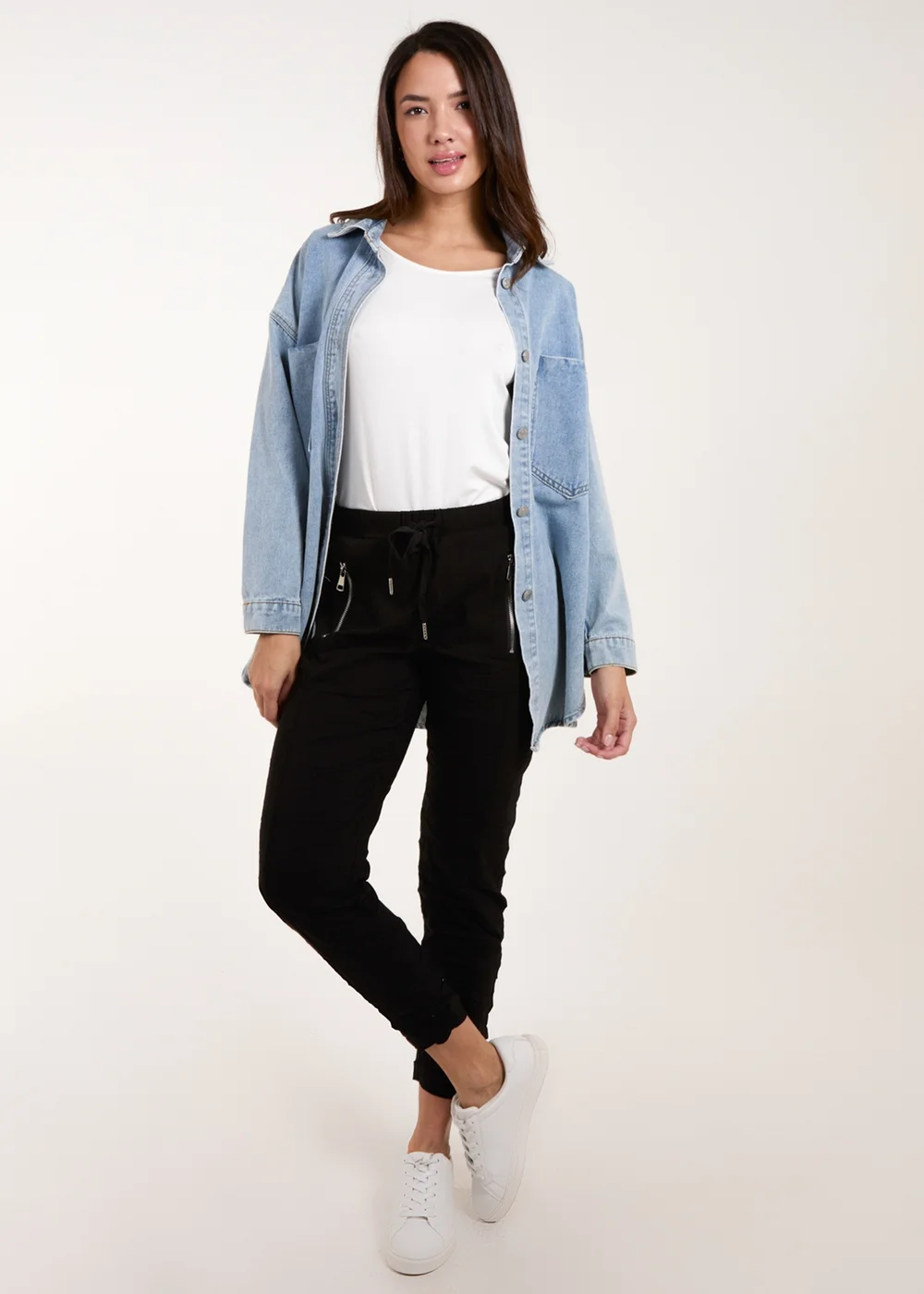 Blue Vanilla Black Zip Drawstring Trousers - M Image 1