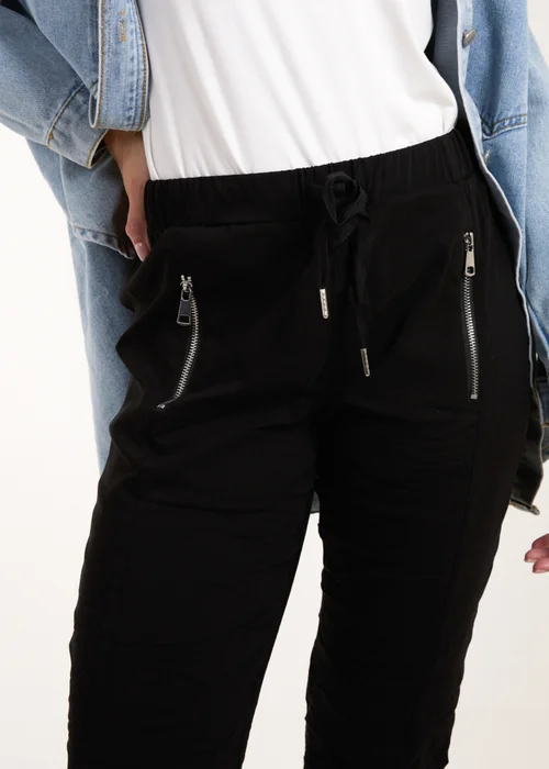 Blue Vanilla Black Zip Drawstring Trousers - M Image 3