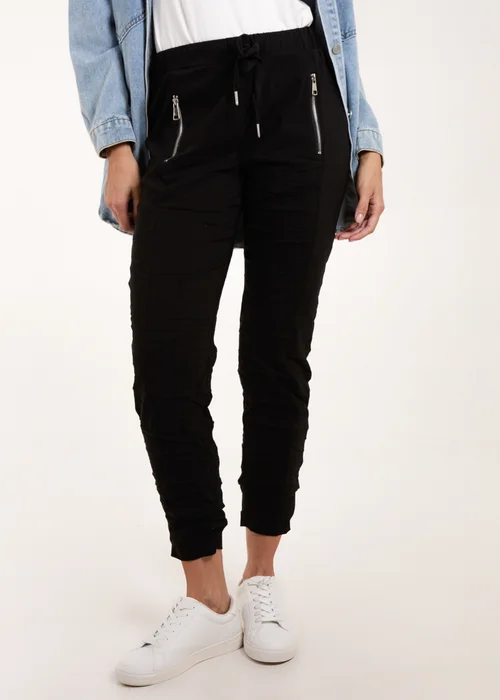 Blue Vanilla Black Zip Drawstring Trousers - M Image 4