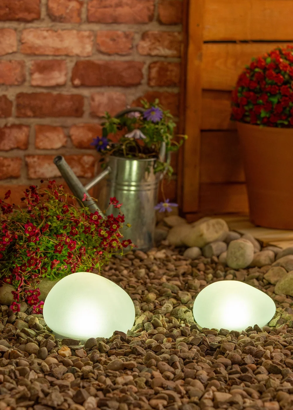 ValueLights Pebble Solar Lights Set of 2 (10.9cm x 12.5cm x 16.7cm) - One Size Image 1